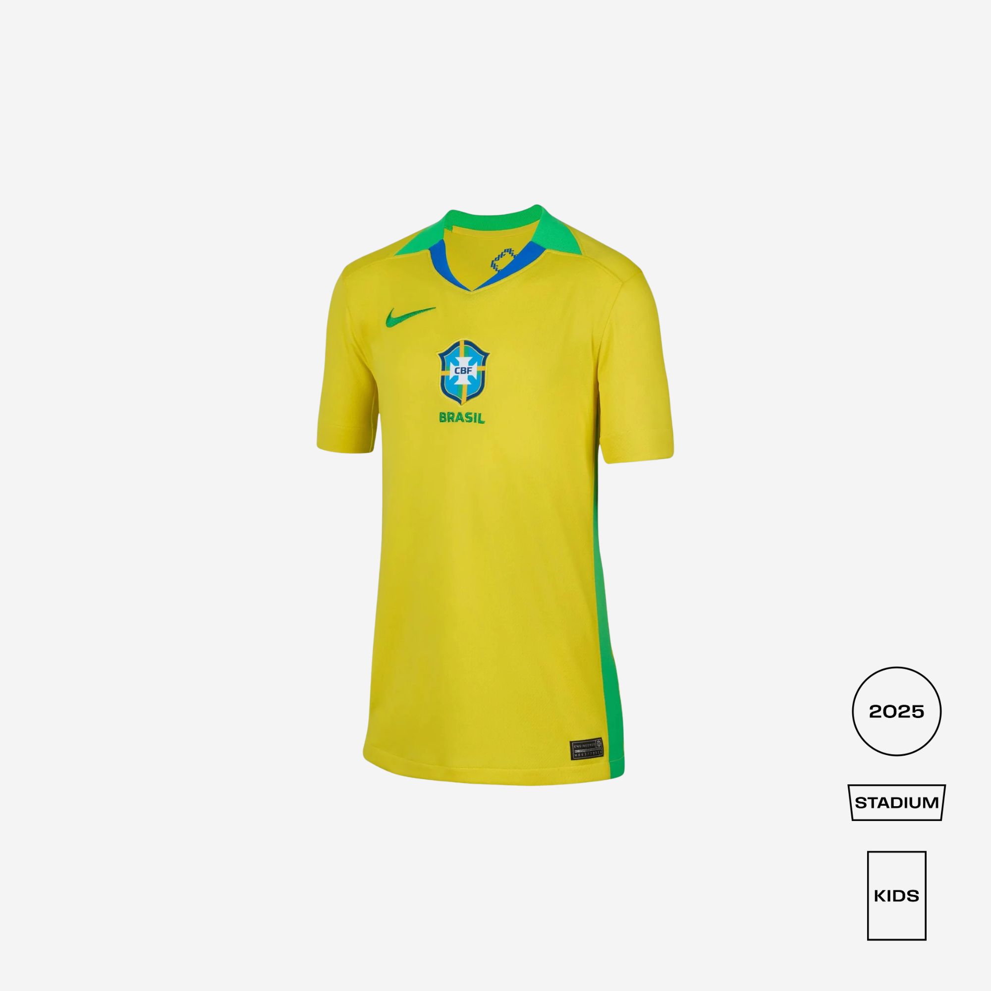 Brazil 2025 Stadium Home Big Kids' Nike Stadium Shirt