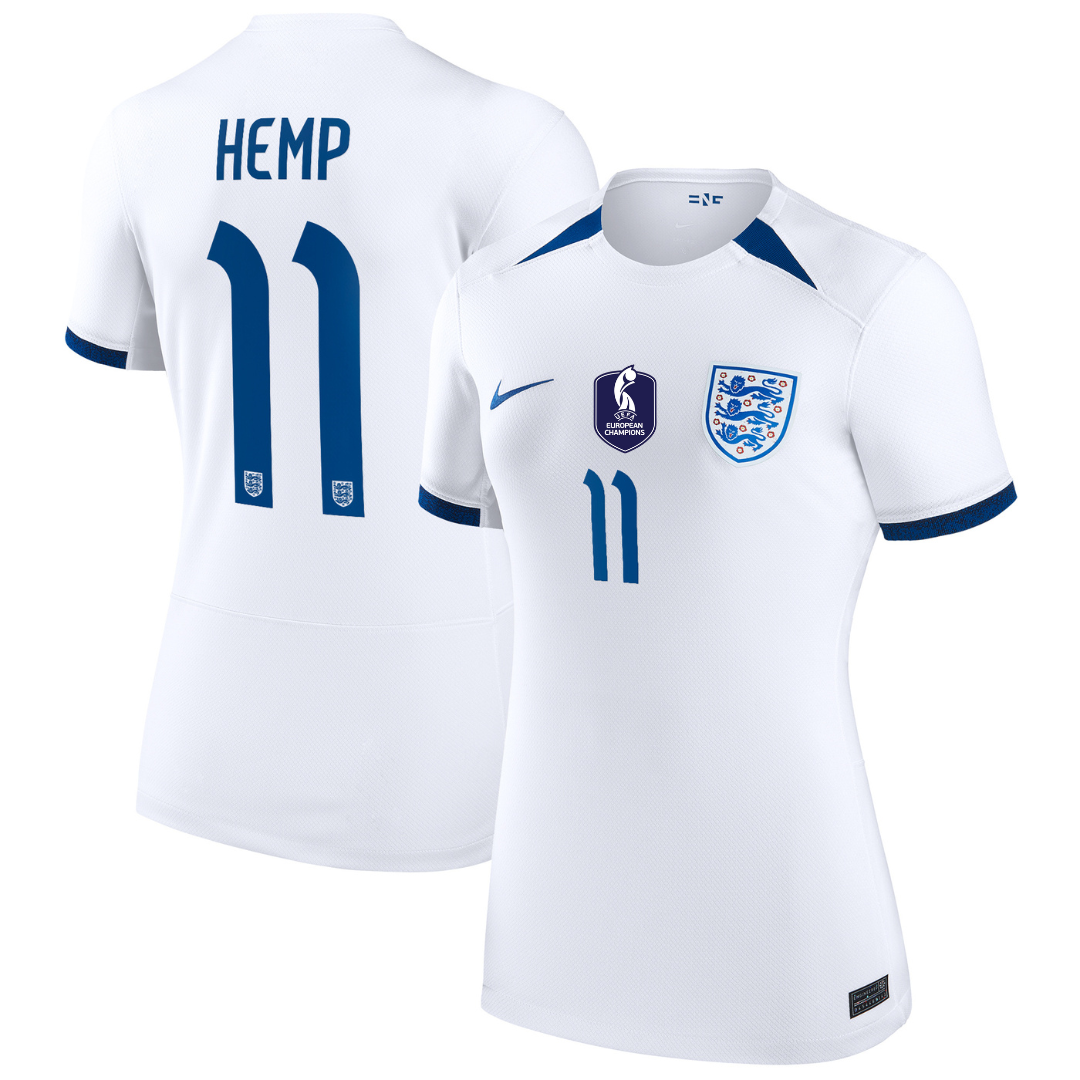 England Lionesses 2023 Home Curved Fit Nike Stadium Shirt HEMP 11 EUROS CHAMPIONS PATCH