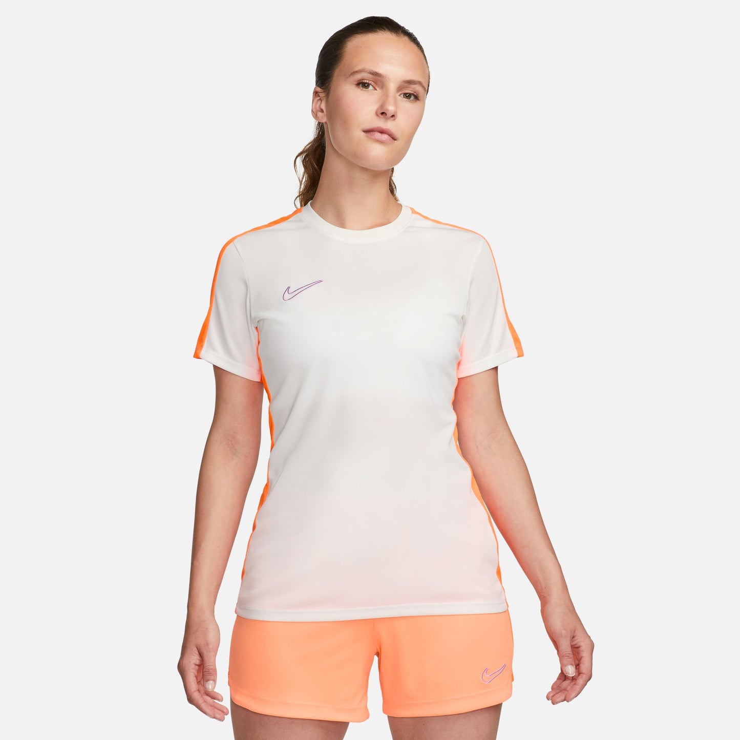 Nike Dri-FIT Academy - Women's Short-Sleeve Top - White and Orange