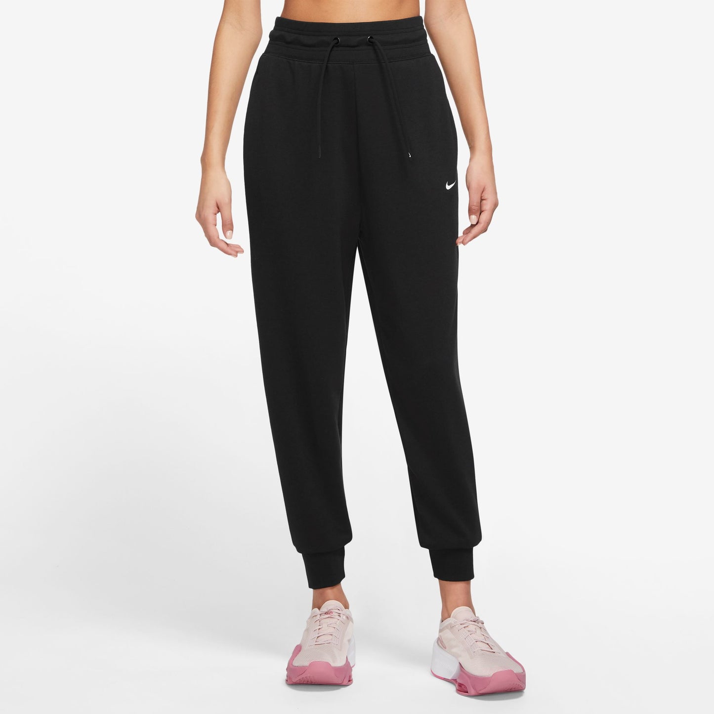 Nike Dri-FIT One - Women's High-Waisted 7/8 French Terry Joggers - Black