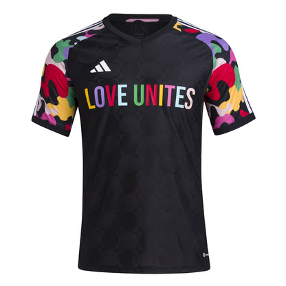 PRIDE 2023 Black Adidas Straight Fit Stadium Shirt