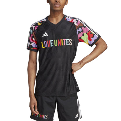 PRIDE 2023 Black Adidas Straight Fit Stadium Shirt