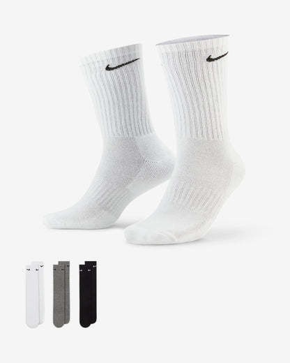 Nike Everyday Cushioned - Training Crew Socks (3 Pairs) - Black, White, Grey