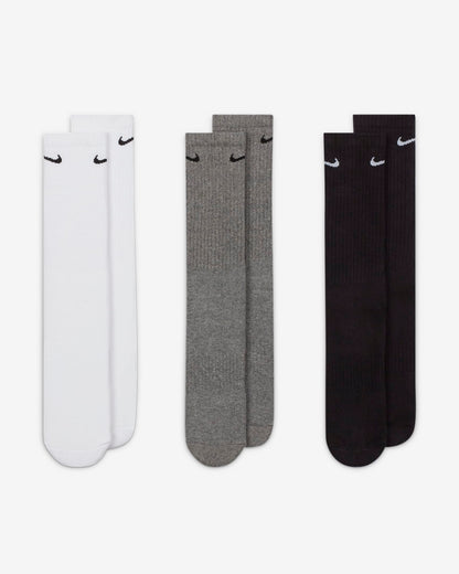 Nike Everyday Cushioned Black, White, Grey Training Crew Socks (3 Pairs)